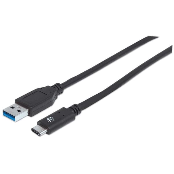 Manhattan USB-kabel USB 3.2 Gen1 (USB 3.0 / USB 3.1 Gen1) USB-A-stik, USB-C-stik 1,00 m Sort UL-certificeret