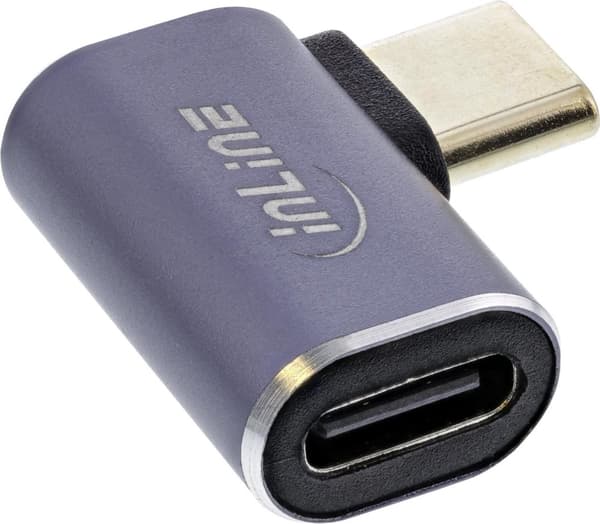 InLine® USB4 Adapter, USB Type-C stik/stik højre/venstre vinklet, aluminium, grå (35900B)