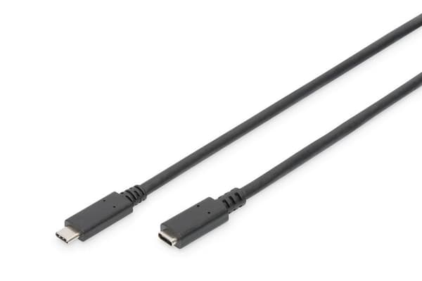 DIGITUS USB Type-C förlängningskabel, Typ C M/F, 1,5m, 3A, 480MB, version 2.0, svart (AK-300210-015-S)