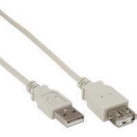 InLine® USB 2.0 forlængelse, M/F type A, beige, 1,8 m (34618X)