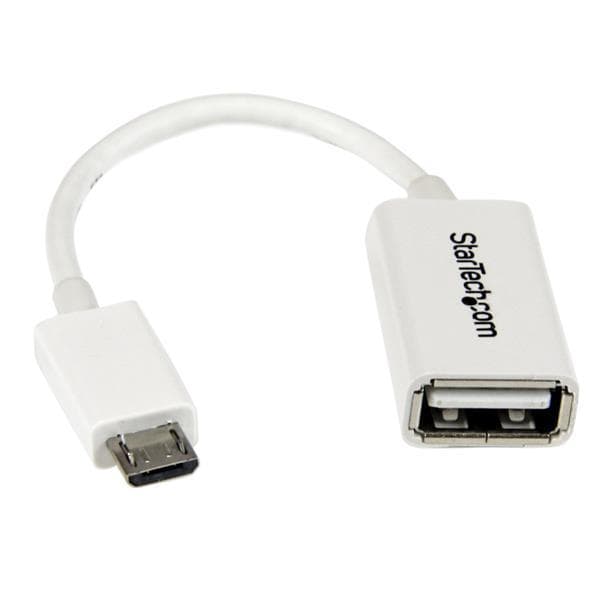 StarTech.com Micro USB till USB OTG värdadapter M/F - USB Adapter - 5-stift Micro USB Typ B (M) - USB Typ A, 4-stift (F) - 5" (Hi-Speed OTG) - vit (UU
