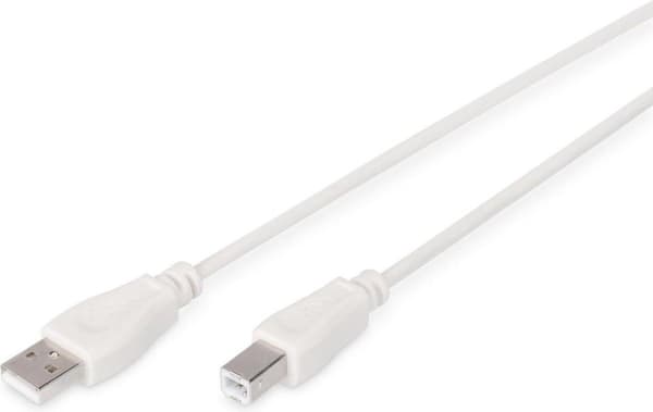 Digitus USB-kabel USB 2.0 USB-A-kontakt, USB-B-kontakt 3.00 m Beige