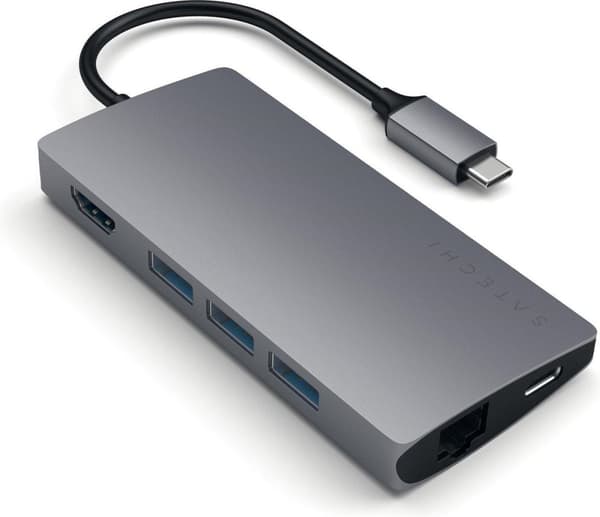 Satechi TYPE-C moniporttinen sovitin 4K Ethernet Space Grey v2