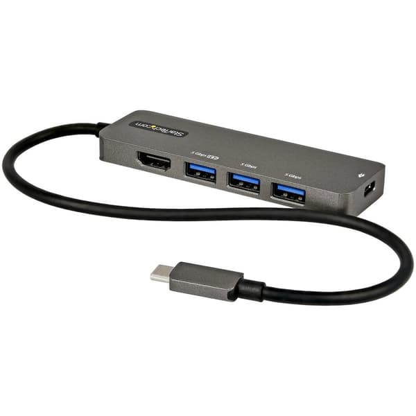StarTech USB-C -moniporttinen sovitin - USB-C - HDMI 2.0b 4K 60 Hz (HDR10) - 100 W virransyötön läpivienti - 4-porttinen USB 3.0 -keskitin - USB Type-