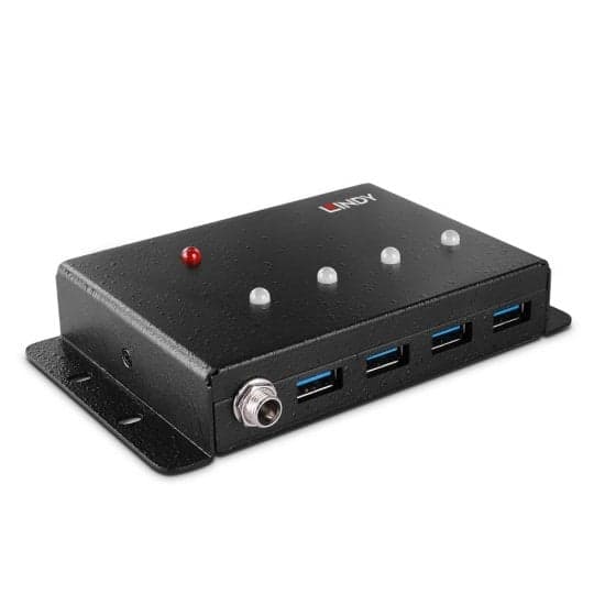 Lindy 43374 gränssnittshubb USB 3.2 Gen 1 (3.1 Gen 1) Typ-B 5000 Mbit/s Svart (43374)