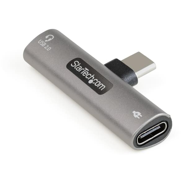 StarTech USB C-lyd- og opladningsadapter, USB-C-lydadapter med USB-C-lydhovedtelefon-/headset-port og 60W USB Type-C strømforsynings-gennemgangsoplade