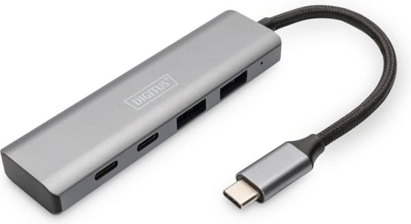 Digitus DA-70245 USB 3.1 Gen 1 hubb 4 portar Med aluminiumhölje Mörkgrå
