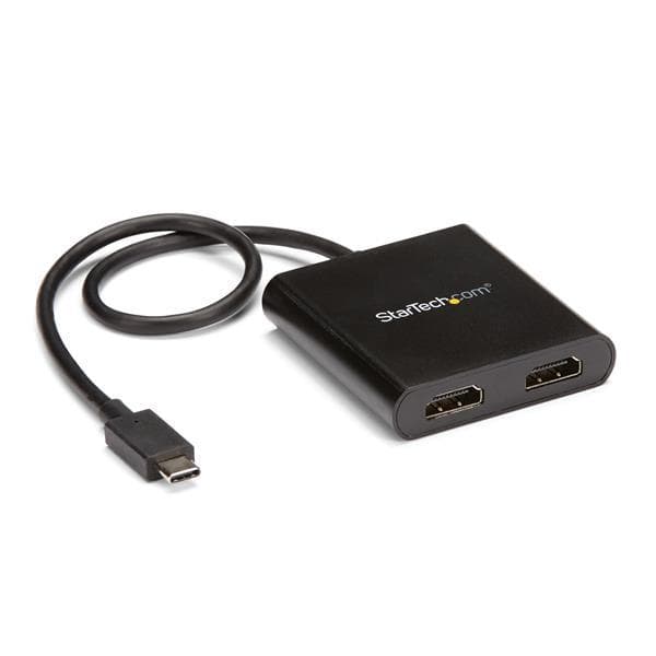 StarTech.com USB-C til HDMI Multi-Monitor Adapter - Thunderbolt 3 kompatibel - 2 Port MST Hub - Ekstern videoadapter - USB-C - HDMI - Sort