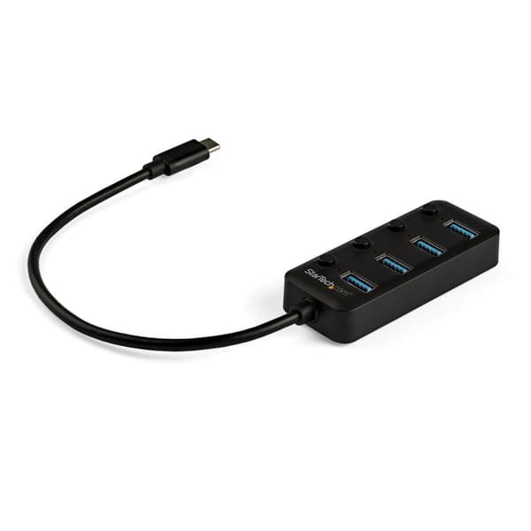 StarTech.com 4-portars USB-C Hub - 4x USB-A med individuella på/av-brytare - Mobil USB C till USB 3.0 splitter - USB Type-C splitter