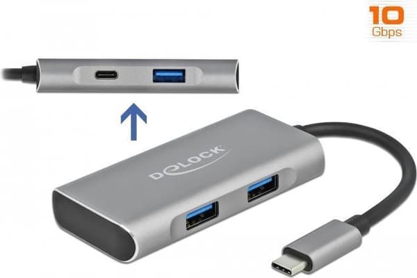 DeLOCK - Hub - 3 x USB 3.2 Gen 2 + 1 x USB-C 3.2 Gen 2 - Desktop (63261)