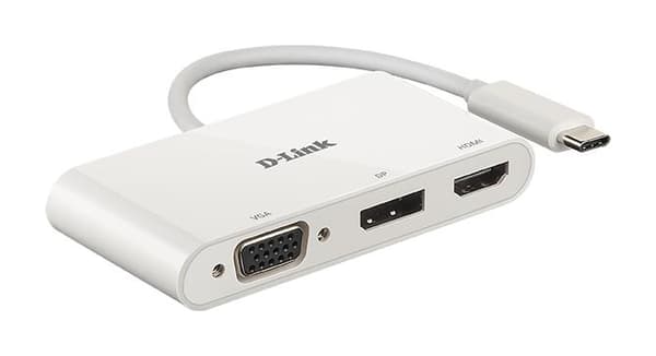 D-Link DUB-V310 - Videoforbindelse - DisplayPort / HDMI / VGA - USB-C (M) til HD-15 (VGA), HDMI, DisplayPort (W) - 11 cm - 4K-understøttelse (DUB-V310