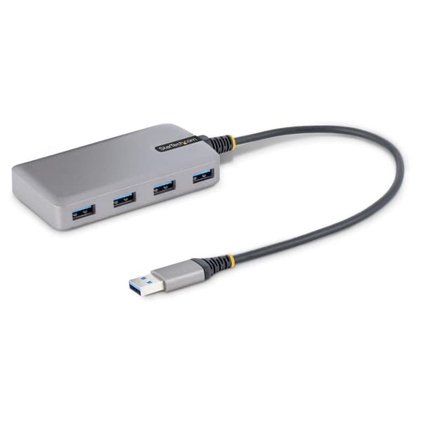 StarTech.com 4-portars USB-hubb, USB3.0 5 Gbps, bussdriven, USB-A till 4x USB-A-hubb med valfri extra strömingång, bärbar stationär/bärbar USB-hubb me