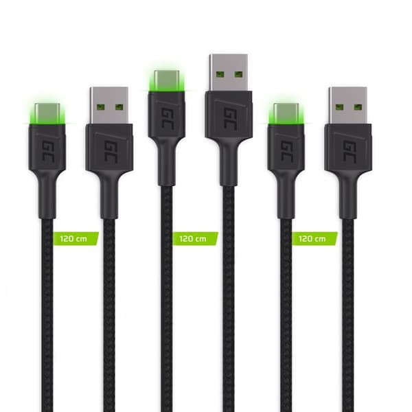 Green Cell KABGCSET03 USB-kabel 2 m USB A USB C Svart