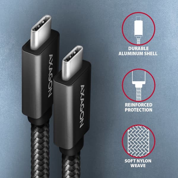 AXAGON BUCM32-CM20AB USB-C 3.2 Gen 2 till USB-C 3.2 Gen 2-kabel, svart - 2m