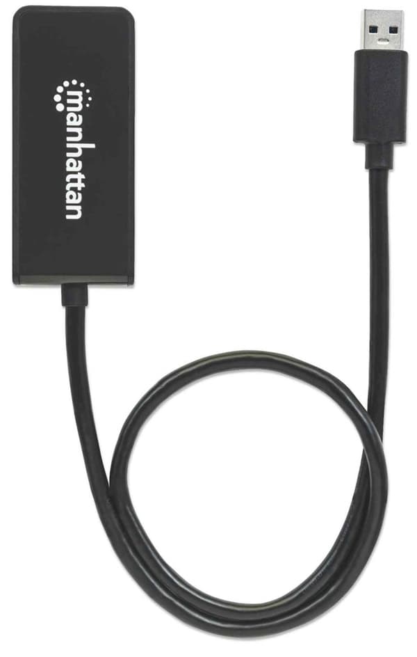 Manhattan USB-A til HDMI-adapterkabel, 60 cm, han-til-hun, 5 Gbps (USB 3.2 Gen1 aka USB 3.0), 2560x1440 @ 32-bit farve, Full HD-video 1080p@16:9, sort
