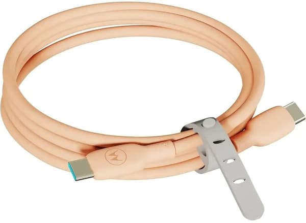 Motorola Silikonekabel USB-C til USB-C 2m, 5A Fersken