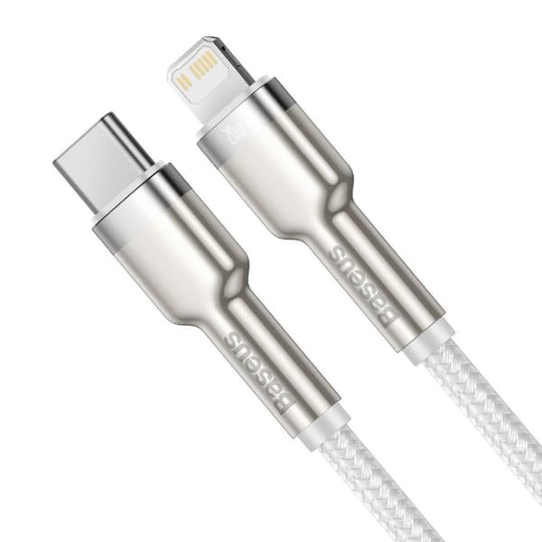 USB-C kabel til Lightning Baseus Cafule, hvid, strømforsyning, 20W, 1m (hvid)