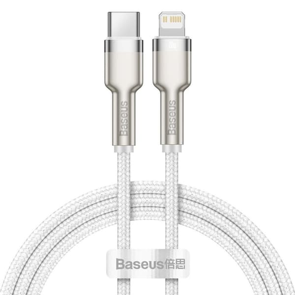 USB-C kabel til Lightning Baseus Cafule, hvid, strømforsyning, 20W, 1m (hvid)