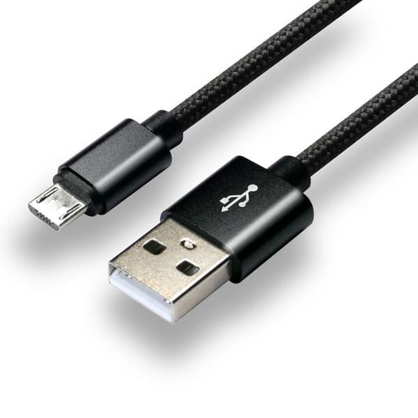 everActive-kabel micro USB 1m - Svart, flätad, snabbladdning, 2.4A - CBB-1MB