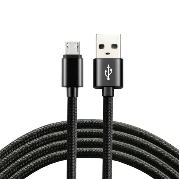 everActive-kabel micro USB 1m - Svart, flätad, snabbladdning, 2.4A - CBB-1MB