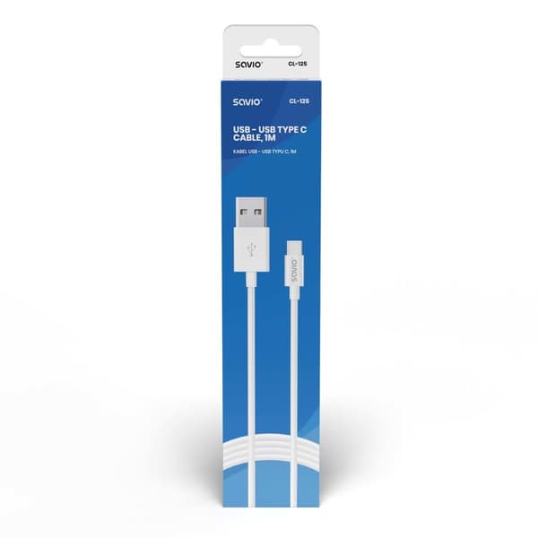 Savio CL-125 USB-kabel 1 m USB 2.0 USB A USB C Hvid