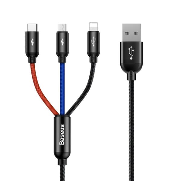 BASEUS USB-KABEL 3-I-1 USB-C/LIGHTNING/MICRO 3A 1