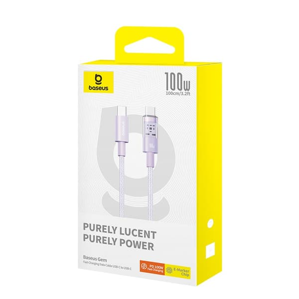 Baseus Gem USB C til USB C hurtigopladerkabel 1 m 100 W lilla