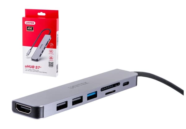 UNITEK HUB USB-C H1118A; USB-A x3, USB-C, HDMI, SD, microSD