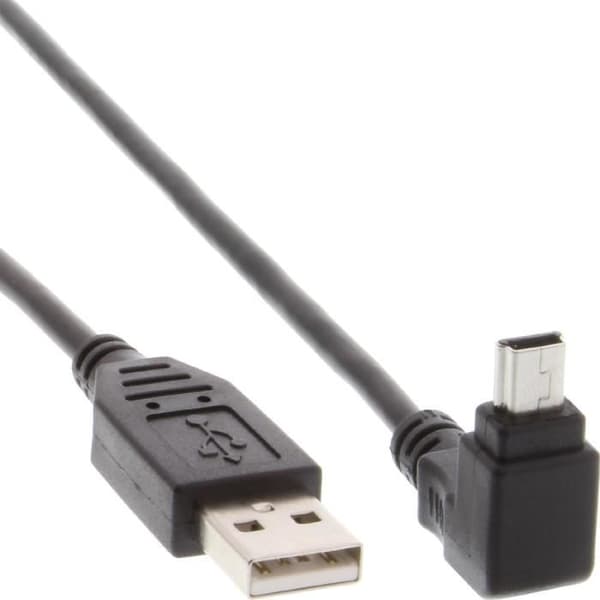 USB-kabel - InLine - Mini USB 5-stift - 90° vinklad - Svart - 0,5 m