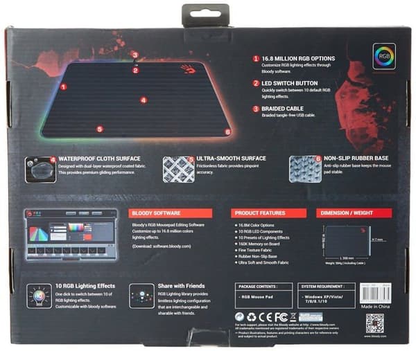 Andra A4tech usb-enheter - A4TPAD46015 - Blodig RGB-buffert ()