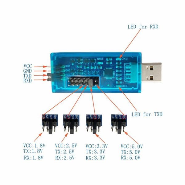 Dsd tech - SH-U09A1 - USB till TTL-adapter med logiknivåstöd 1,8 V 2,5 V 3,3 V 5 V