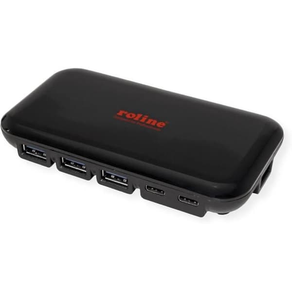 USB-hubb - ROLINE - 3X Typ C + 4X Typ A - 10 Gbit/s - Automatisk upptäckte - Svart