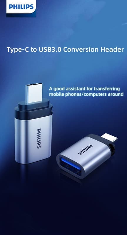 "Philips Type-C til USB 3.0 Adapter OTG Converter til telefon, bærbar computer, MacBook - SWR3001A / 93 "