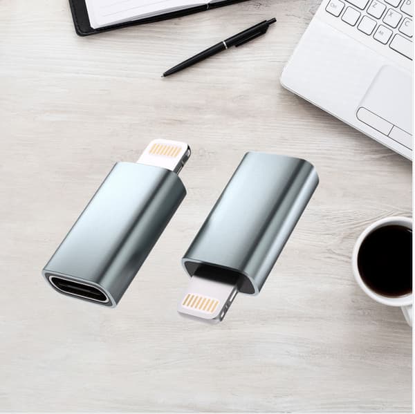 INF FA02 Lightning til Type-C Adapter - Grå, 27W Hurtig Opladning