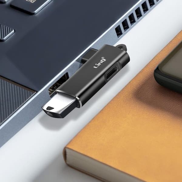 OTG USB-adapter till USB-C och USB-C-laddning 100W överföring 5Gbps LinQ svart