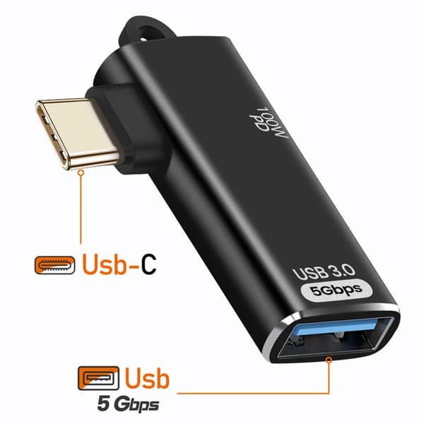 OTG USB-adapter till USB-C och USB-C-laddning 100W överföring 5Gbps LinQ svart