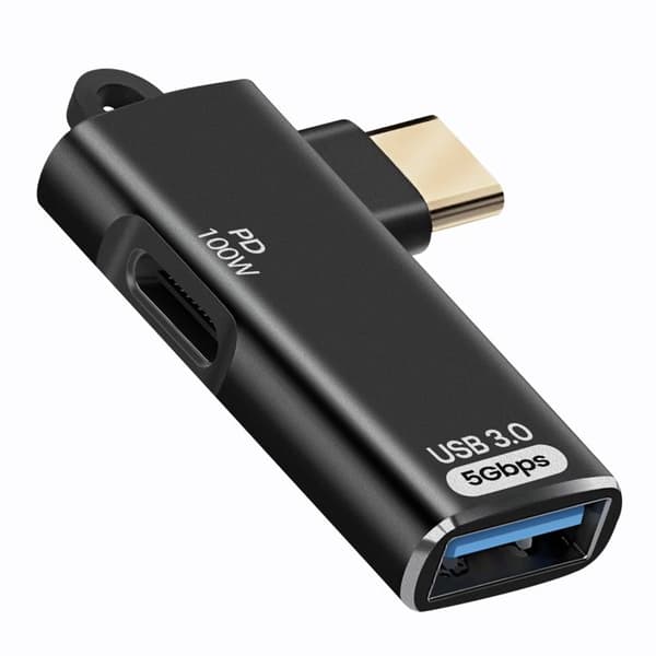OTG USB-adapter till USB-C och USB-C-laddning 100W överföring 5Gbps LinQ svart