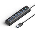 Miniatyrbild 1 av 3: Orico Hubb 7xUSB-A 3.0 1xUSB-C 5V/3A 1m - Svart
