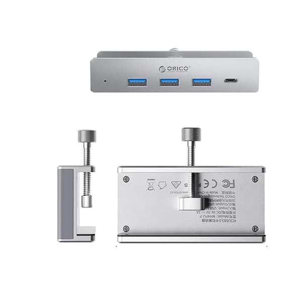 Orico Hubklämma-monterad 3xUSB-A 3.0, 1xUSB-C 3.0 - Silver