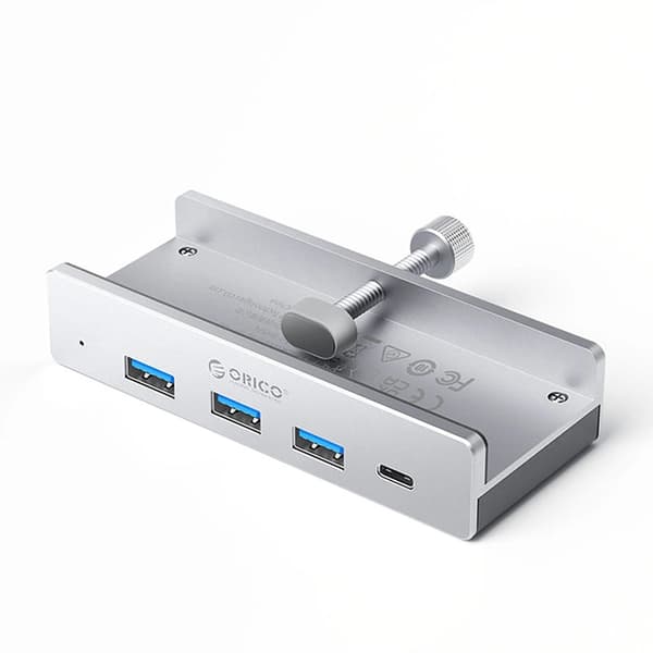 Orico Hubklämma-monterad 3xUSB-A 3.0, 1xUSB-C 3.0 - Silver
