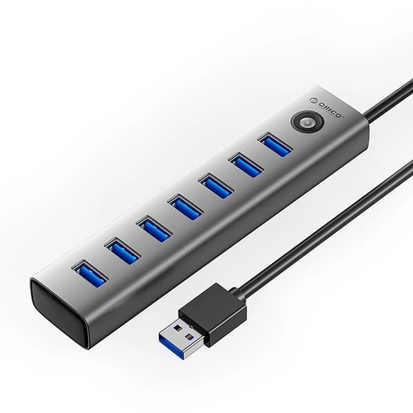 Orico Hubb 7xUSB-A 3.0 1xUSB-C 5V/3A 1m - Grå