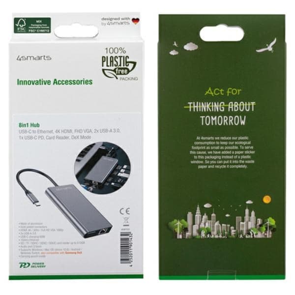 4smarts Hub Adapter 8in1 - Grå