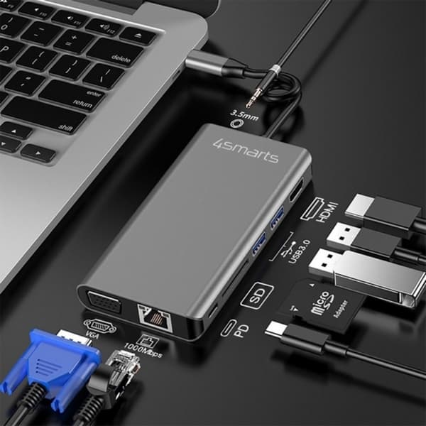 4smarts Hub Adapter 8in1 - Grå