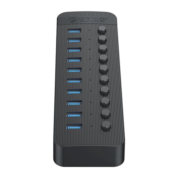 Orico Hubb 10xUSB-A 3.0 med Strömbrytare - Svart