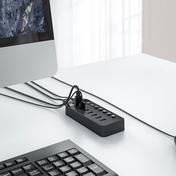 Orico Hubb 10xUSB-A 3.0 med Strömbrytare - Svart