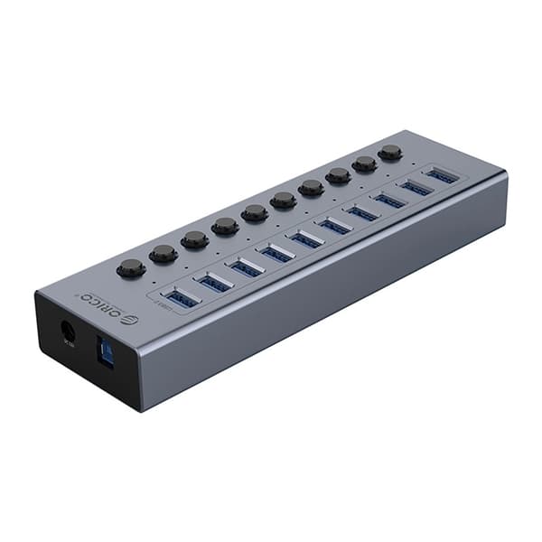 Orico Hubb 10xUSB-A 3.0 med Strömbrytare - Grå