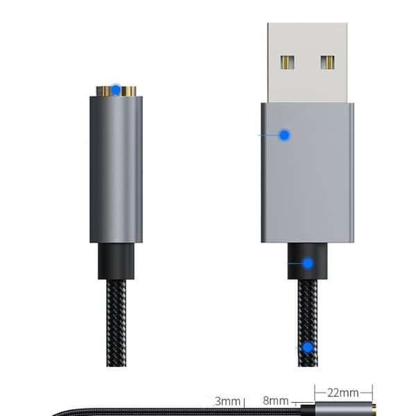 USB till 3,5 mm hörlursadapter HIFI-ljudkabel Datorljudkonverterare Stöd för linjekontroll