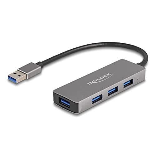 HUB USB 3.2 - DELOCK - 63171 - 4 Ports Type-A - 5000 Mbit/s - Färg Grå