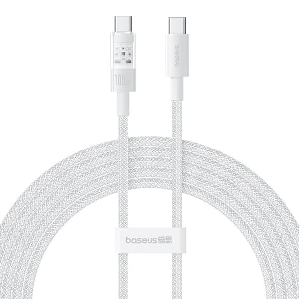 Baseus Gem USB C til USB C hurtigopladerkabel 2 m 100 W Hvid