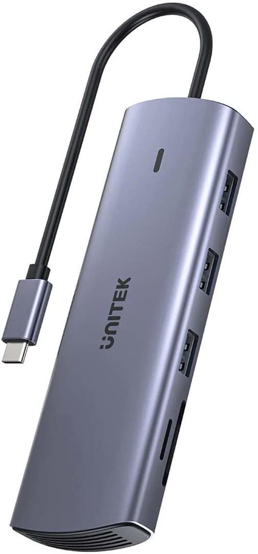 Unitek Hub 9in1 USB C Gigabit Ethernet HDMI VGA 3x USB A PD-kortläsare 100W